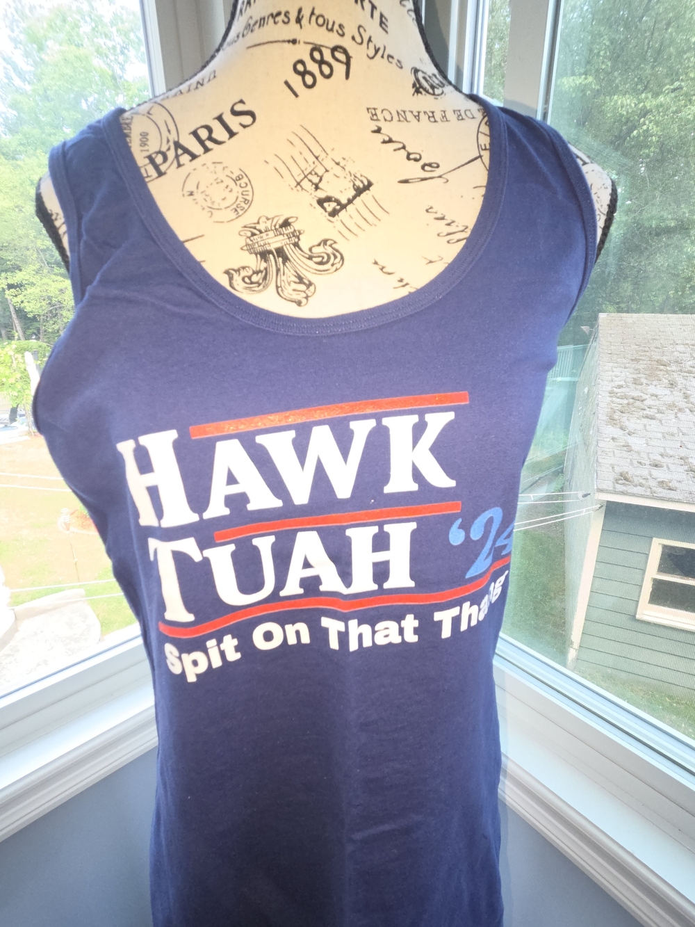 Hawk Tuah '24 Navy Graphic Tank
